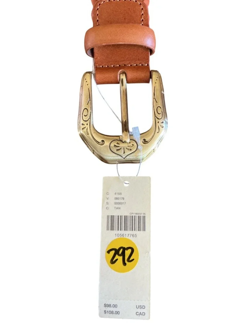Anthropologie Western Buckle Woven Tan Belt Size Small New With Tag